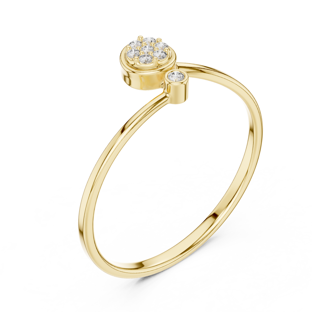 Round Lab Diamond Bezel Set Cluster Anniversary Ring - View 2