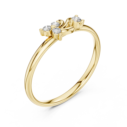 Round Lab Diamond Open Twist Cluster Ring - View 2