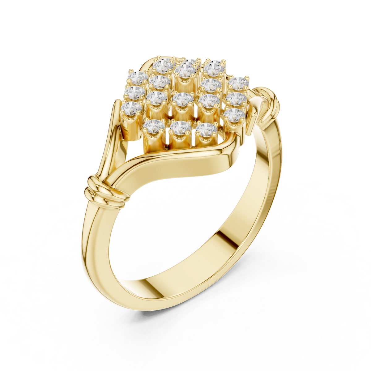 round cut lab diamond ring elegant wave framed design - view 2
