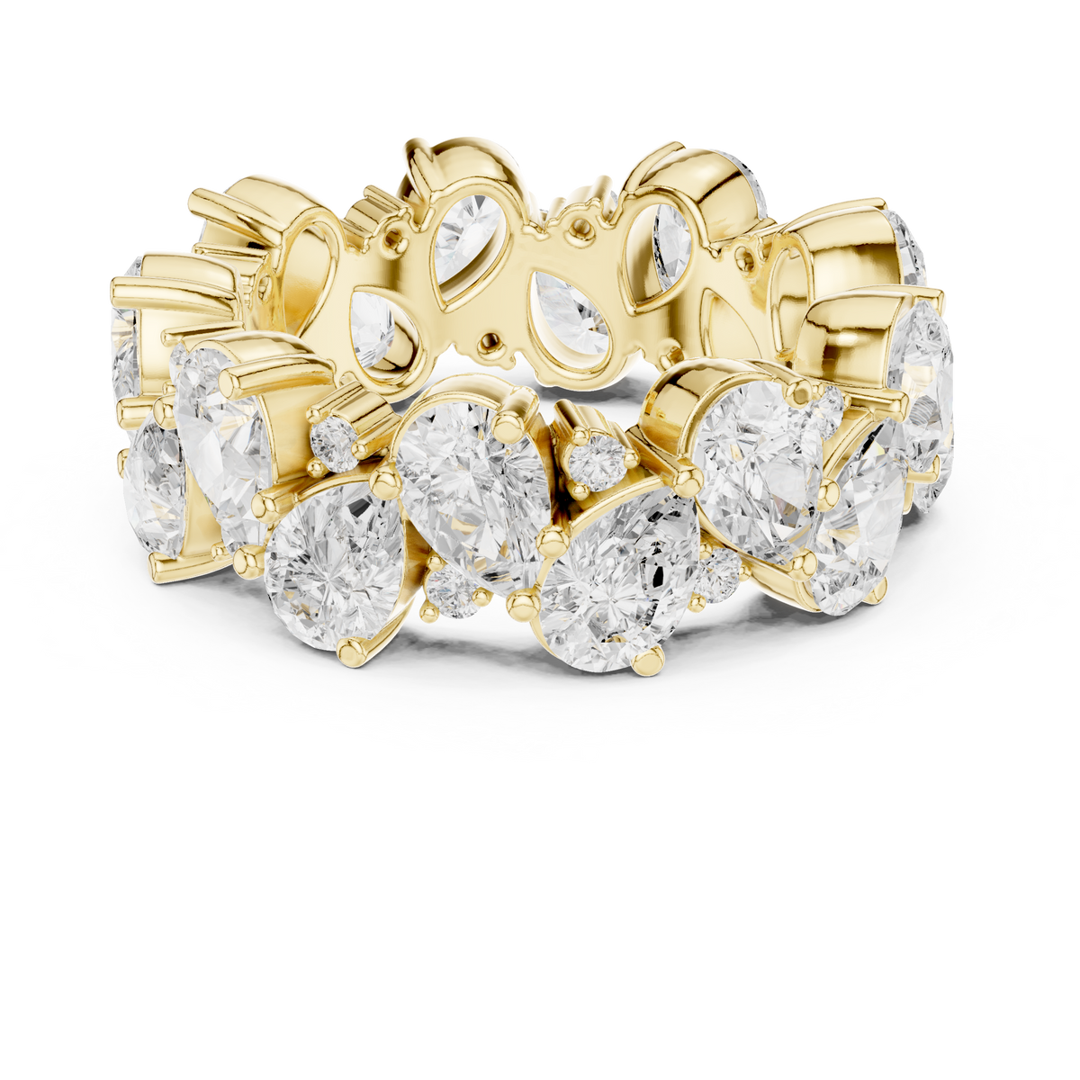 Pear and Round Cut Moissanite Diamond Anniversary Band Ring - View 7