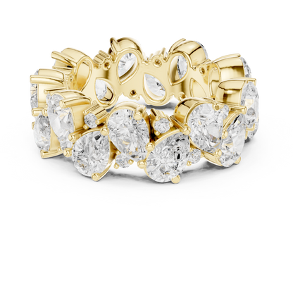 Pear and Round Cut Moissanite Diamond Anniversary Band Ring - View 7