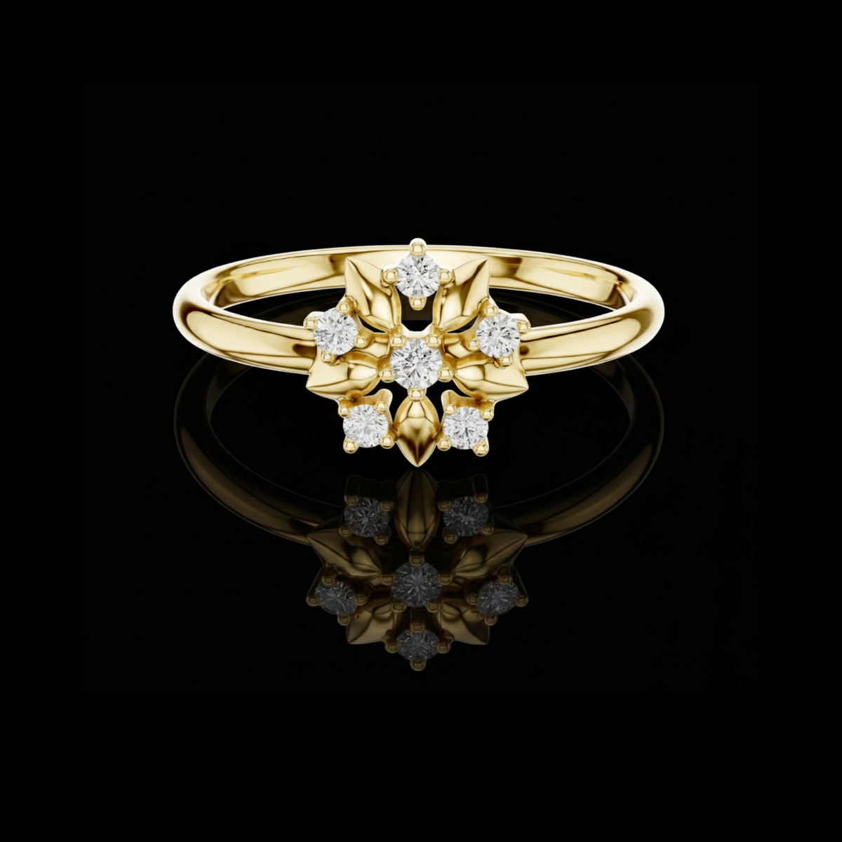 round lab diamond floral cluster delicate ring