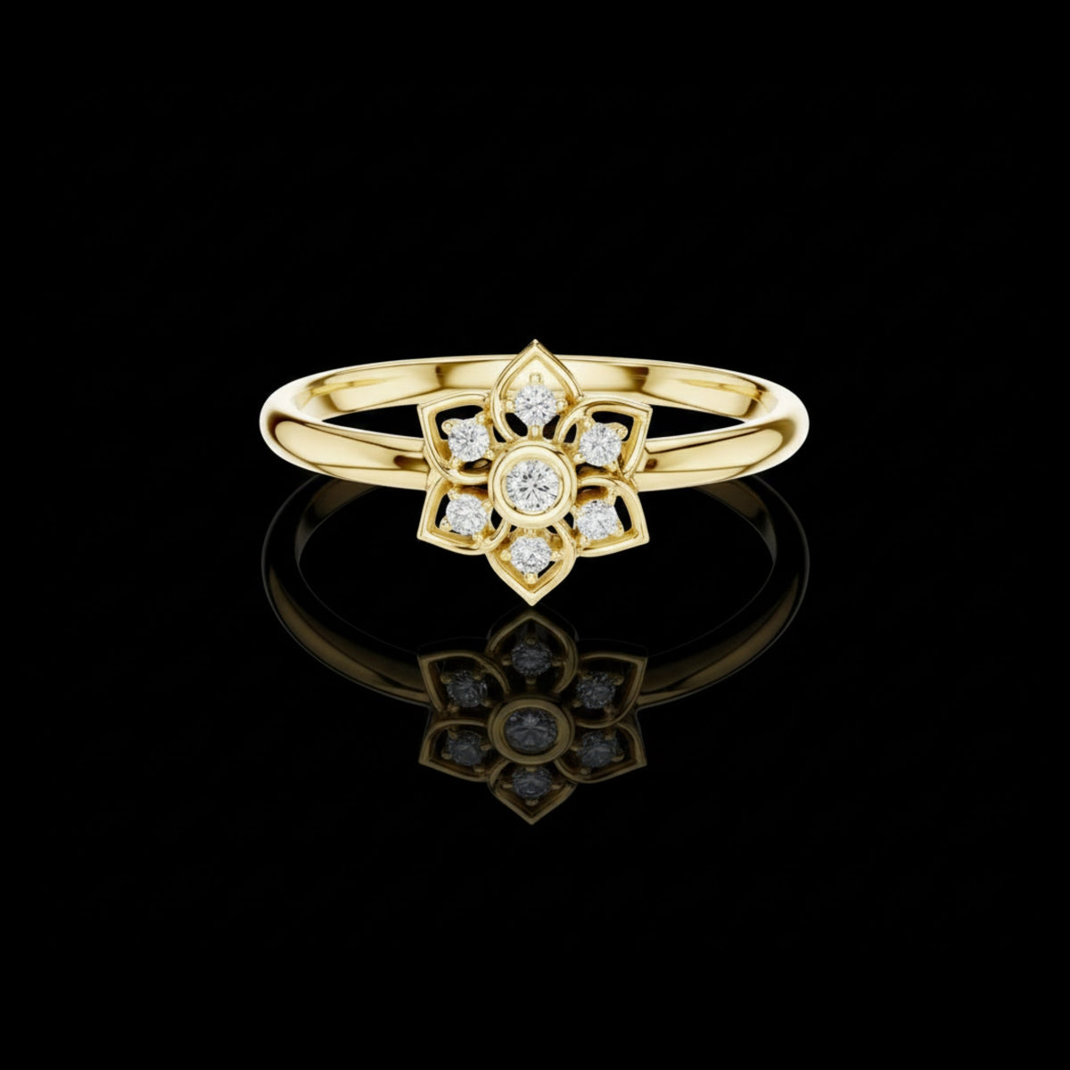 round cut lab diamond floral cluster split shank ring