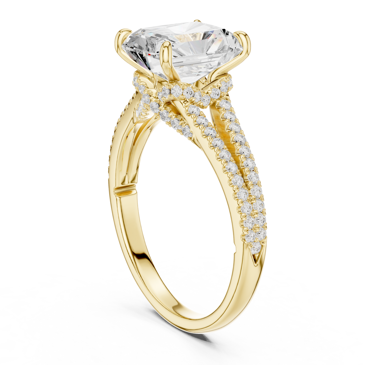 Split Shank Radiant Cut Lab Diamond Engagement Ring - View 10