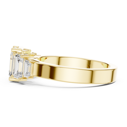 Five Stone Emerald Cut Lab Diamond Anniversary Ring - View 10