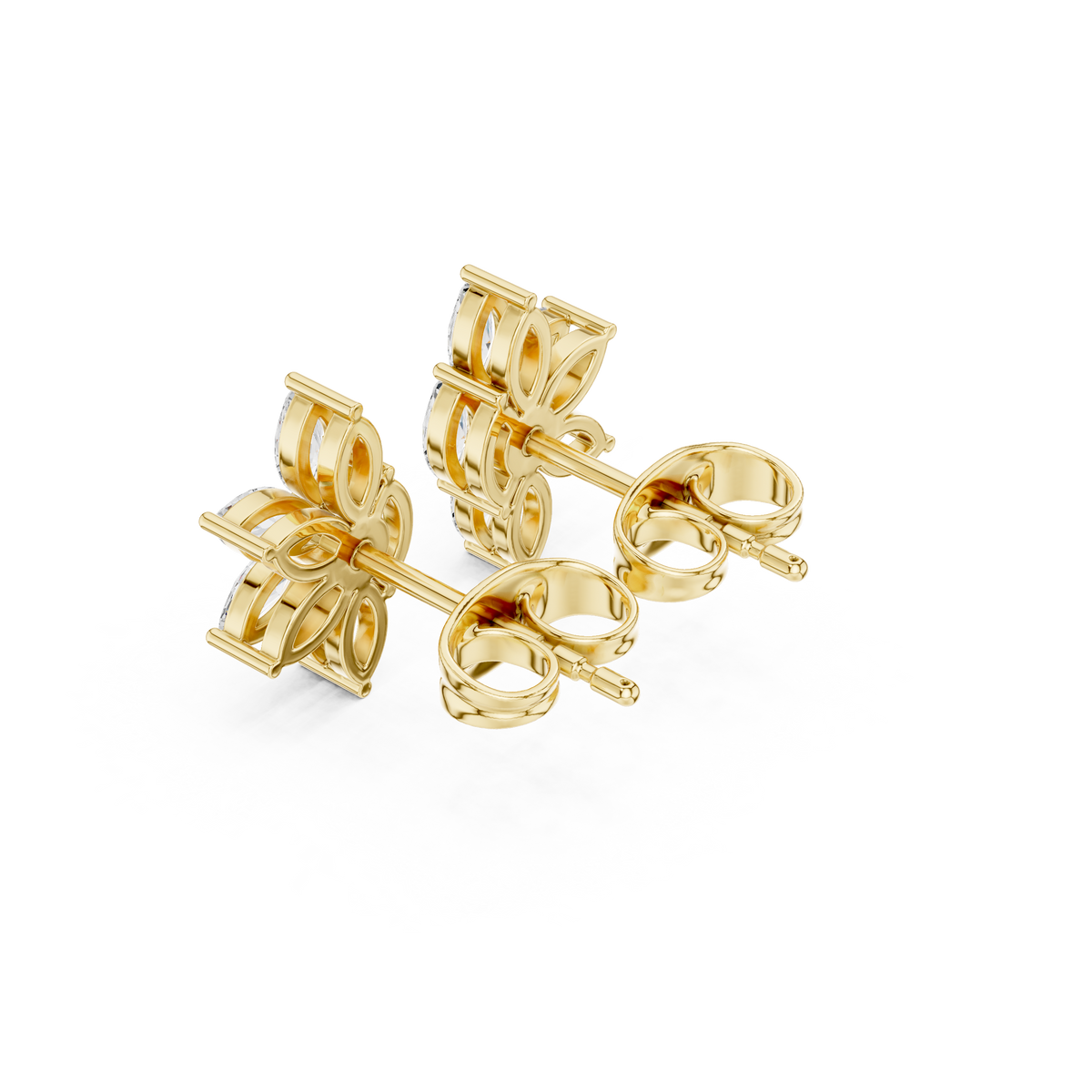 Floral Blossom Moissanite Diamond Marquise Cut Starburst Cluster Studs Earring - View 7