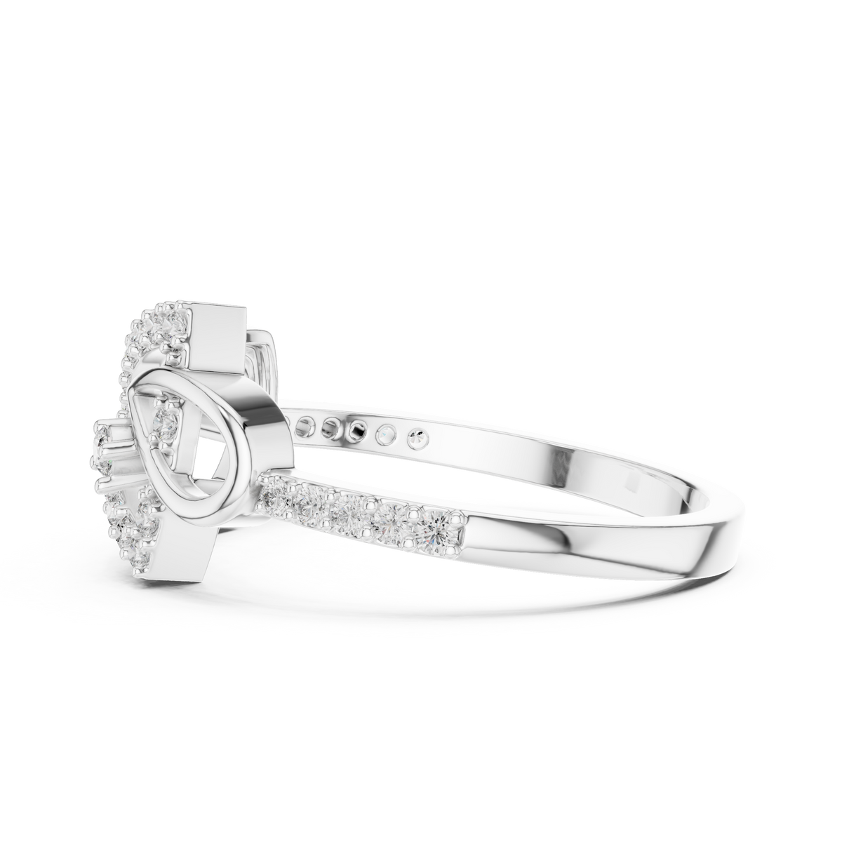 Open Trillion Shape Pave Lab Diamond Wedding Ring - View 10