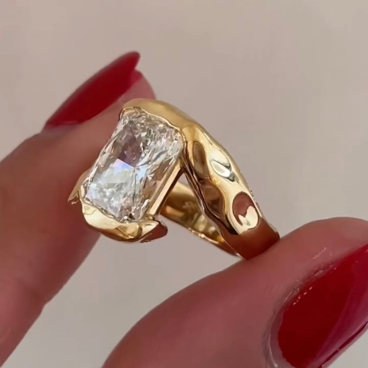 Radiant Cut Lab Diamond Wrap Solitaire Ring - View 5