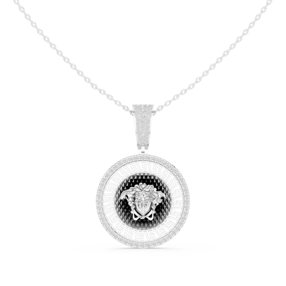Greek Key Pattern Statement Charm Featuring Round Lab Grown Diamond - View 3
