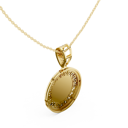 Greek Key Pattern Statement Charm Featuring Round Lab Grown Diamond - View 7