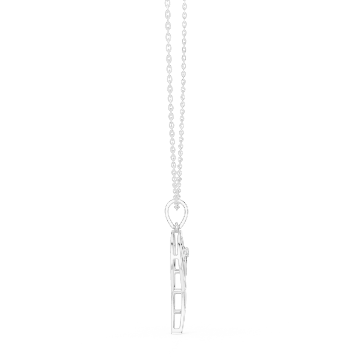abstract spiritual silhouette charm pendant with round lab grown diamond - view 6