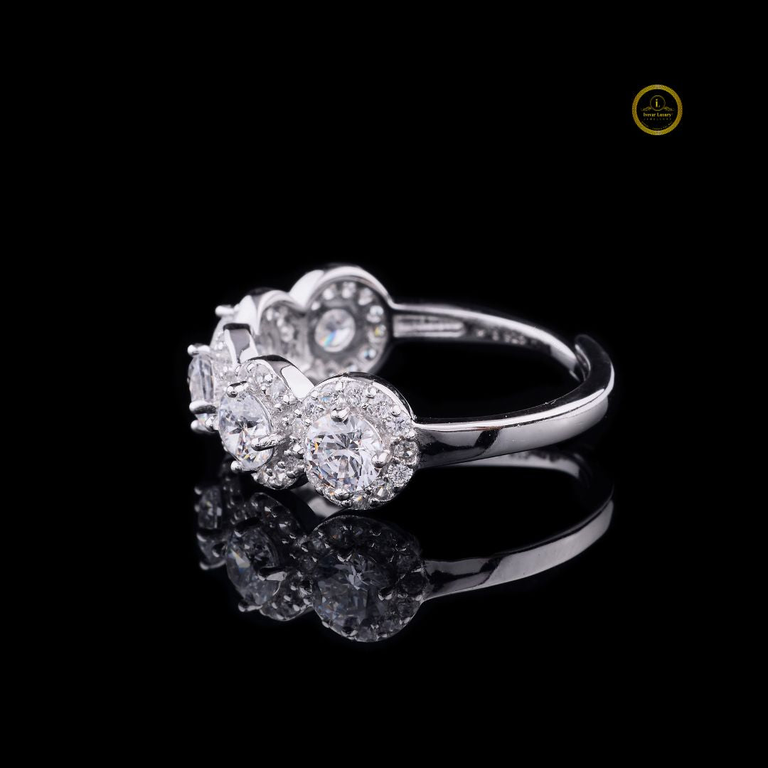 five stone round cut lab diamond halo ring - view 3