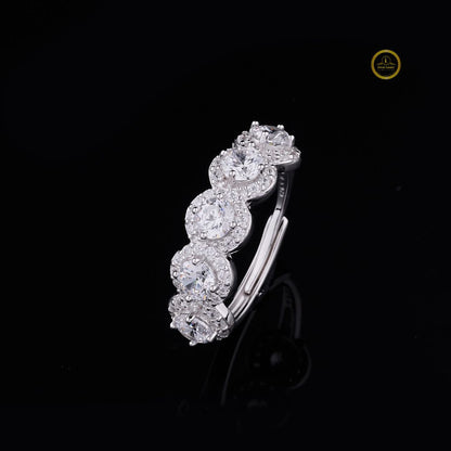 Five Stone Round Cut Lab Diamond Halo Ring - View 2