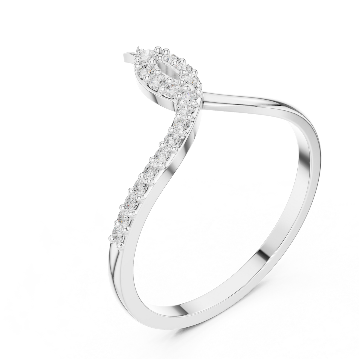 snake bypass round cut lab diamond ring - view 12
