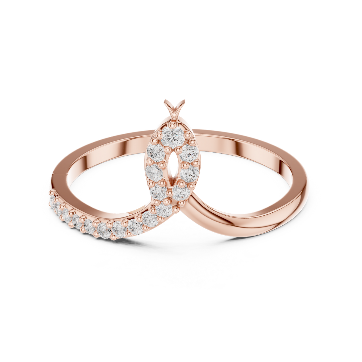 snake bypass round cut lab diamond ring - view 2