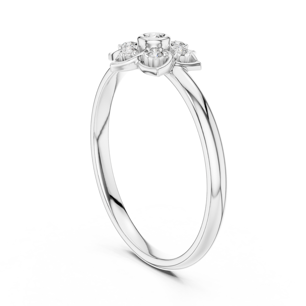 Round Cut Lab Diamond Floral Cluster Split Shank Ring - View 12