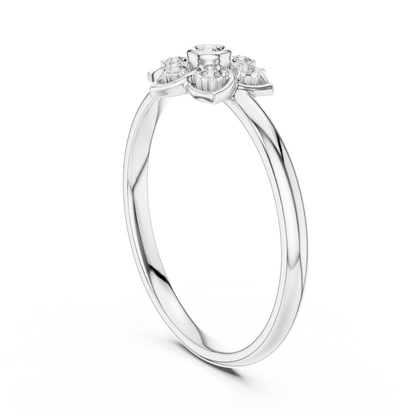 Round Cut Lab Diamond Floral Cluster Split Shank Ring - View 12