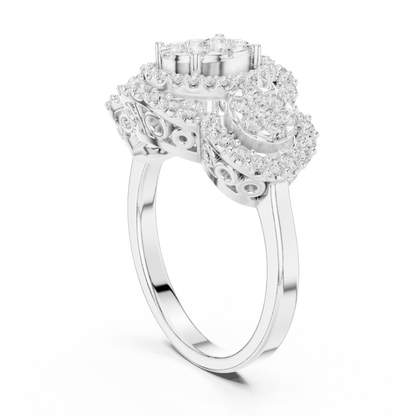 Triple Halo Lab Grown Diamond Cluster Statement Ring - View 12
