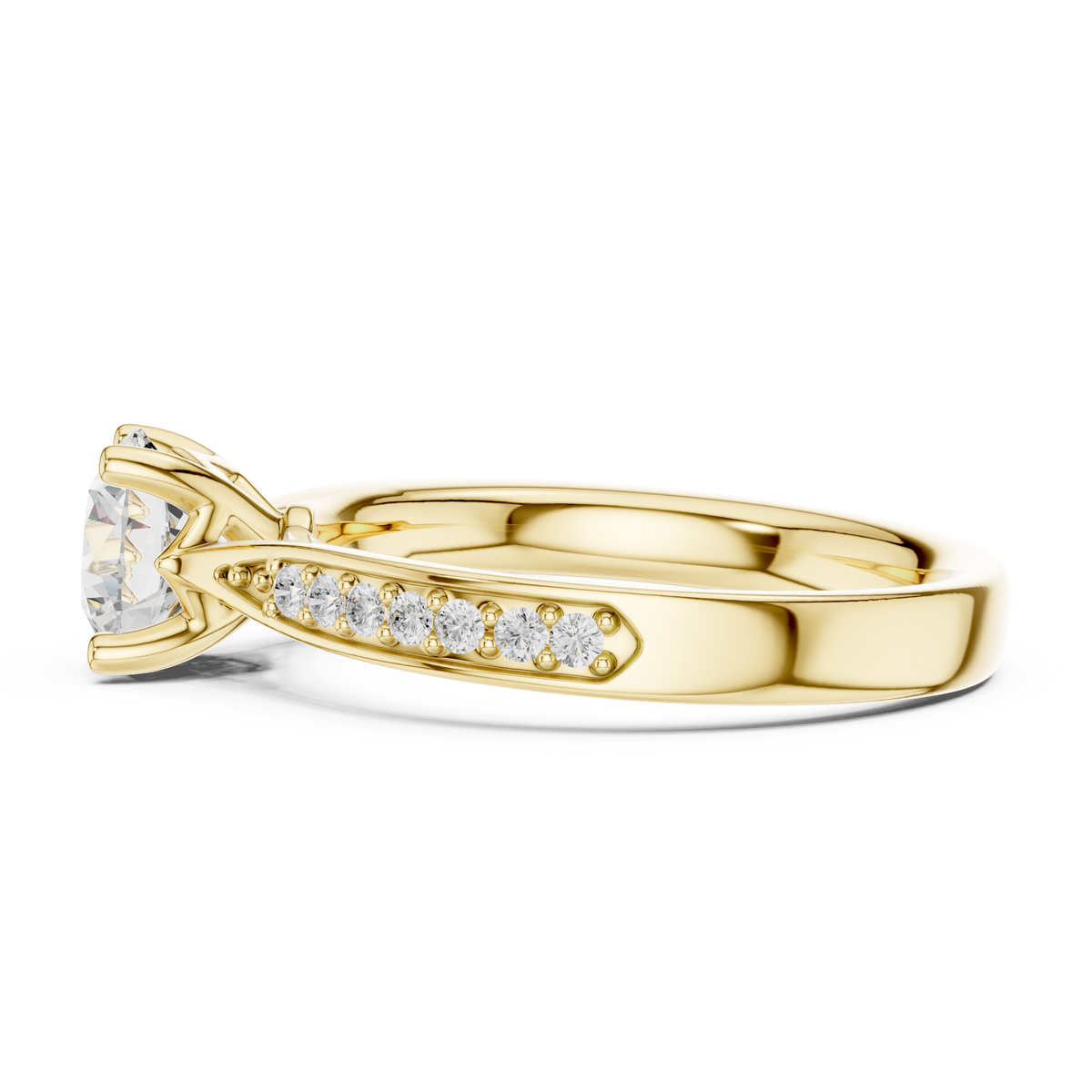 round lab diamond pave solitaire engagement ring - view 7