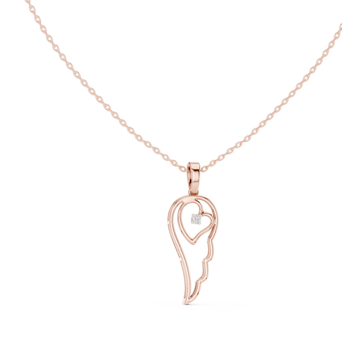 abstract spiritual silhouette charm pendant with round lab grown diamond - view 2