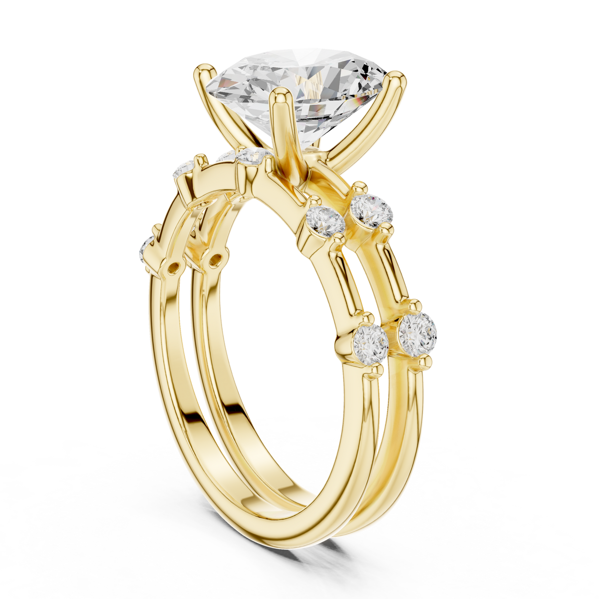 handcrafted oval cut lab diamond split shank ring - view 10