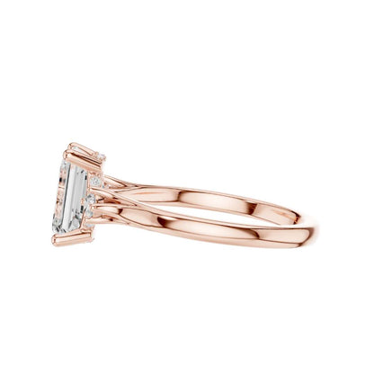 Three Stone Emerald Cut Lab Diamond Engagement Ring - View 8