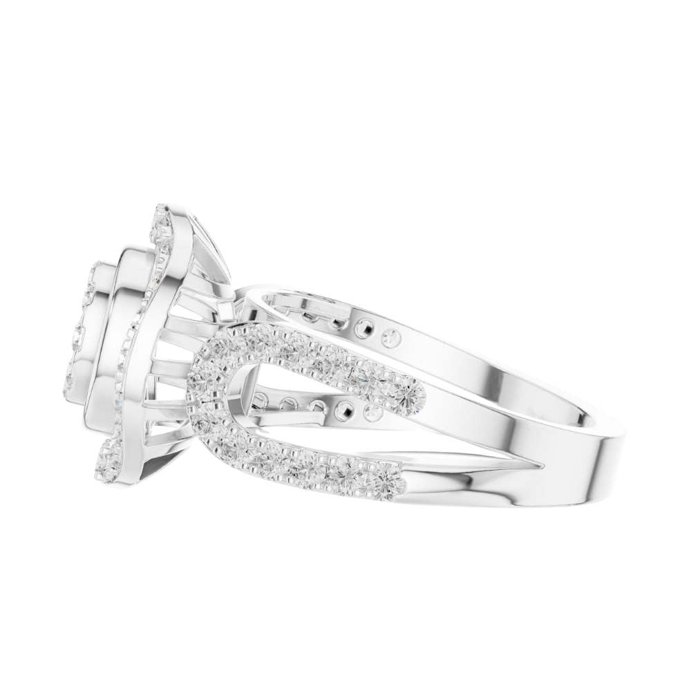 cluster round cut lab diamond split shank engagement ring - view 9