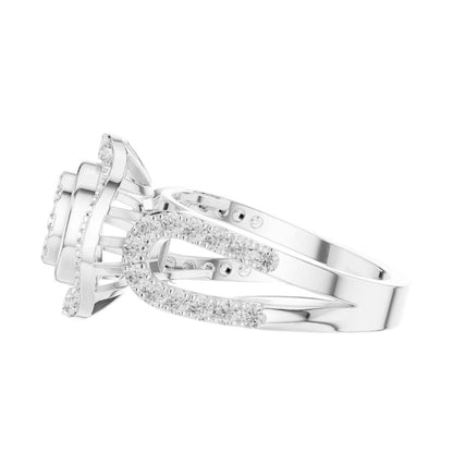 Cluster Round Cut Lab Diamond Split Shank Engagement Ring - View 9