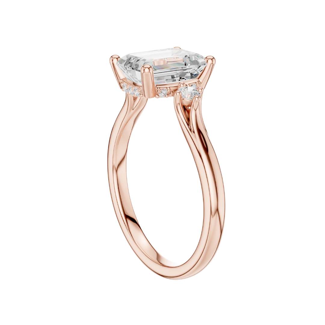 three stone emerald cut lab diamond engagement ring - view 11
