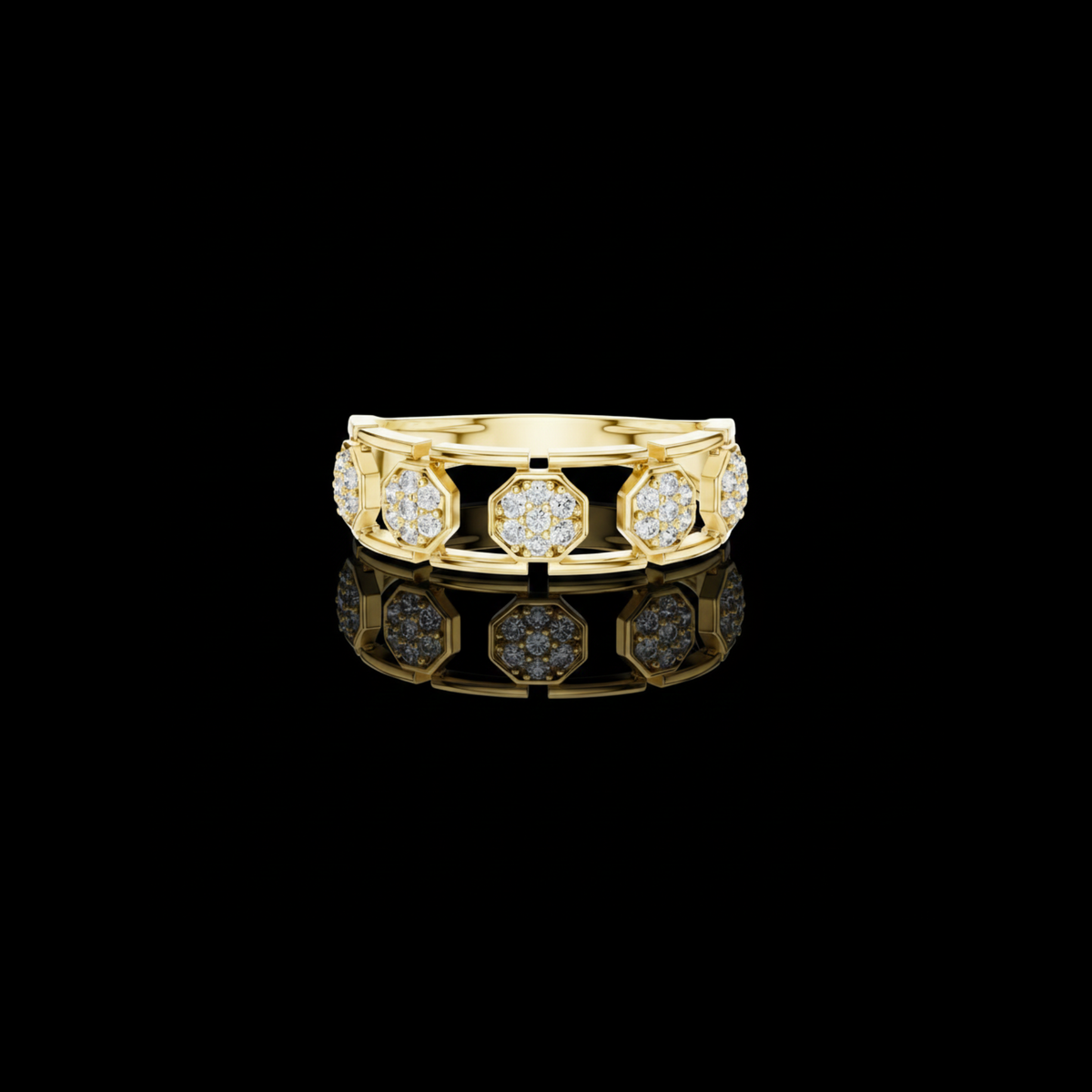 round cut lab diamond openwork band ring