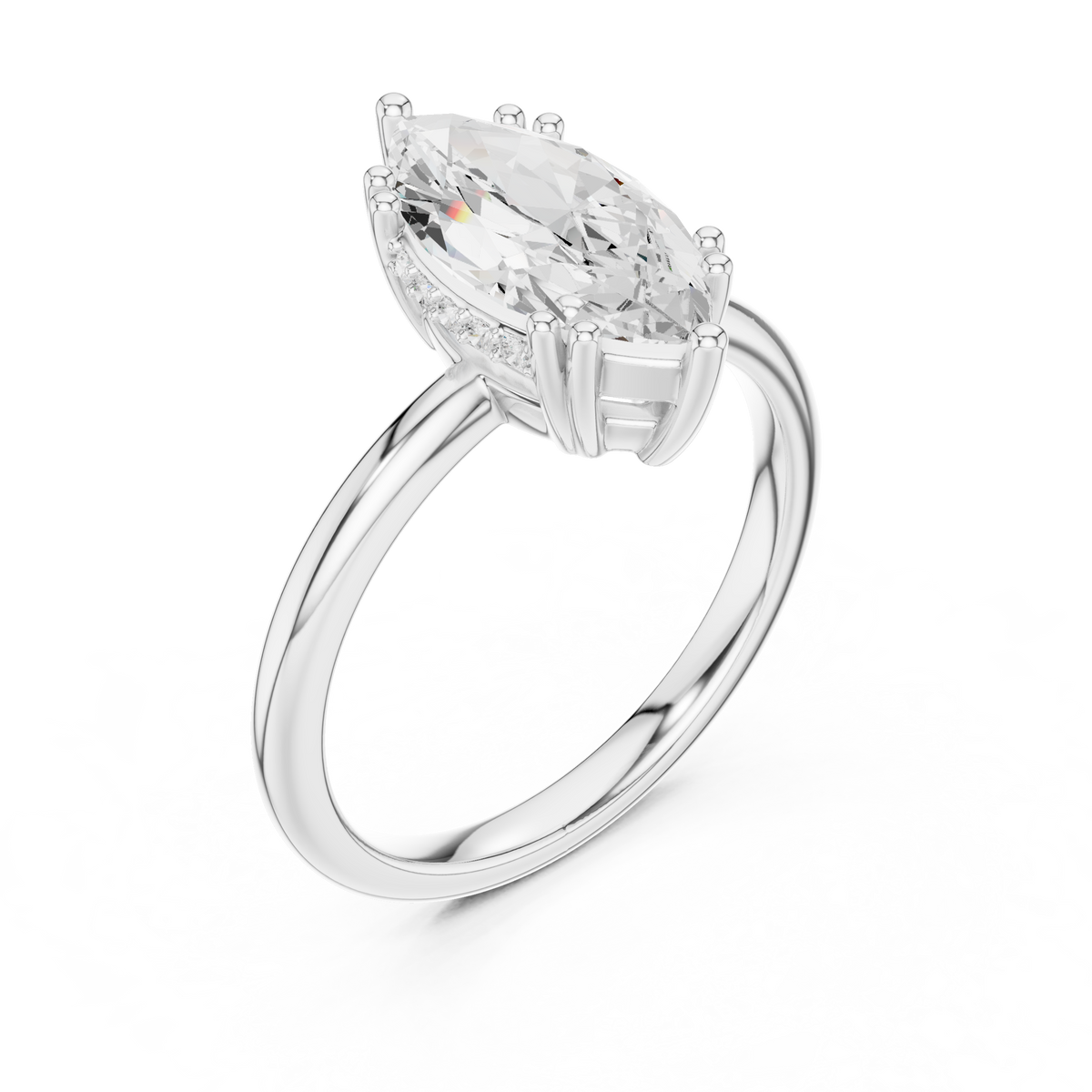 solitaire marquise cut lab diamond ring - view 4