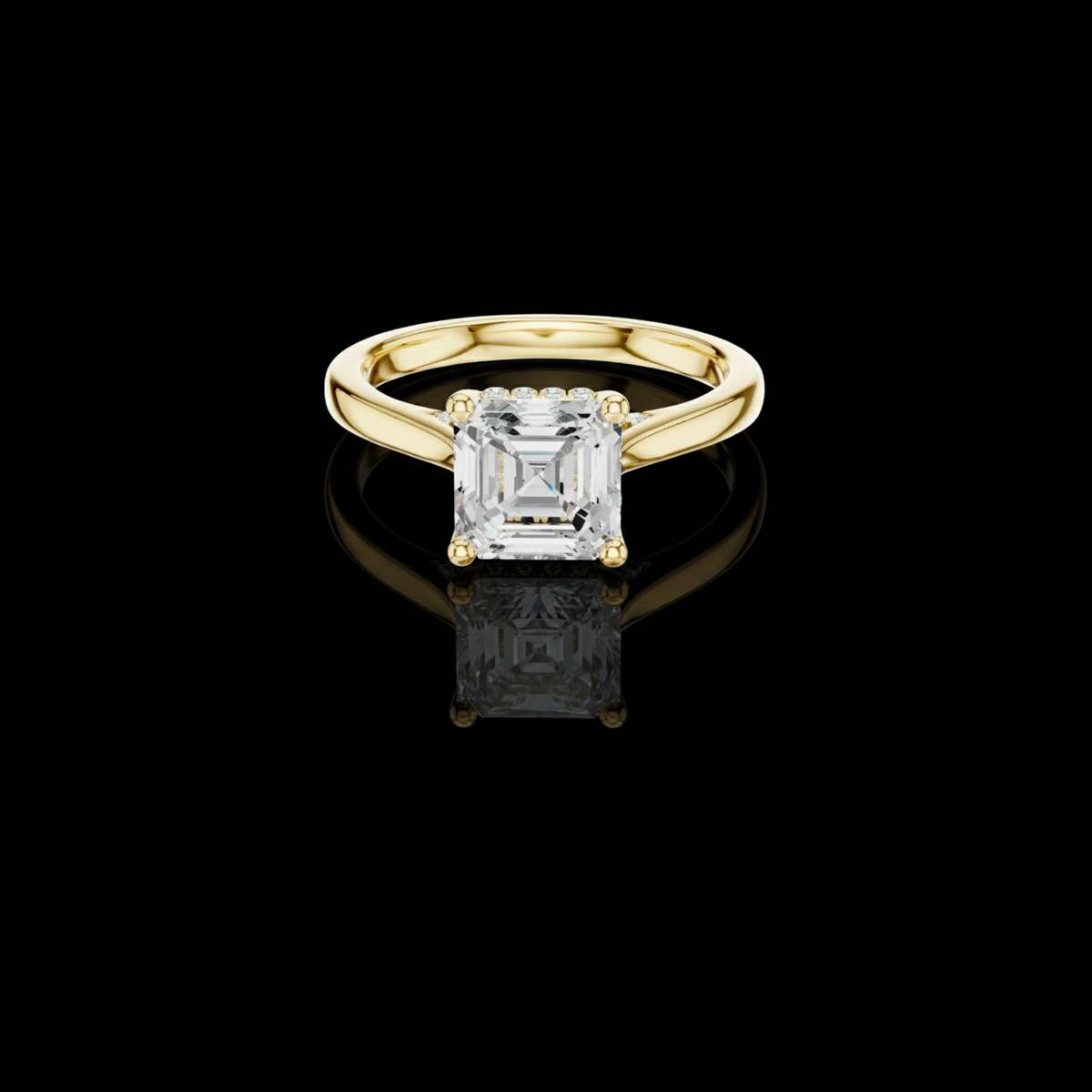 asscher cut lab diamond solitaire engagement ring