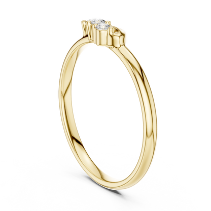 Round Cut Lab Diamond Three Stone Wave Ring - View 10
