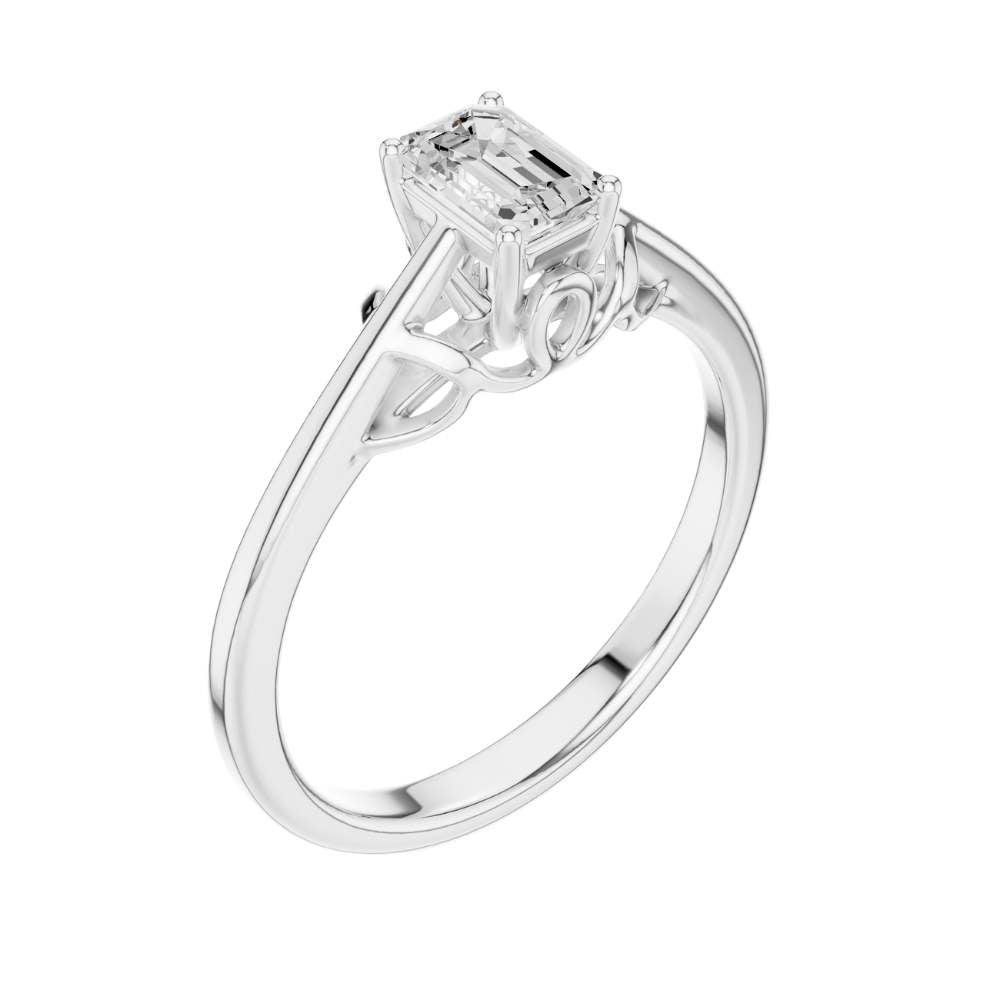 Emerald Cut Lab Diamond Solitaire Basket Ring - View 6