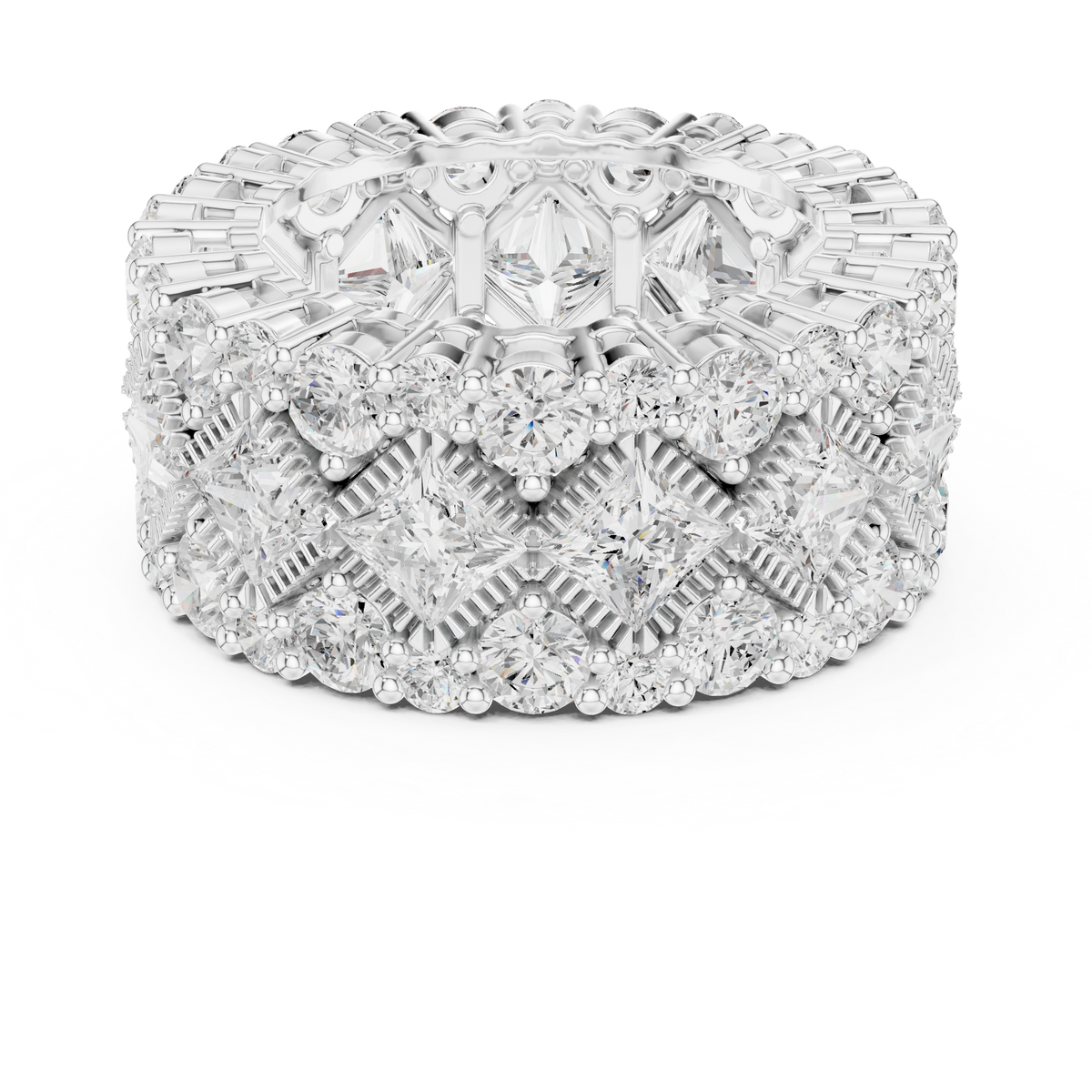 Round Lab Diamond Wide Band Statement Ring - View 9