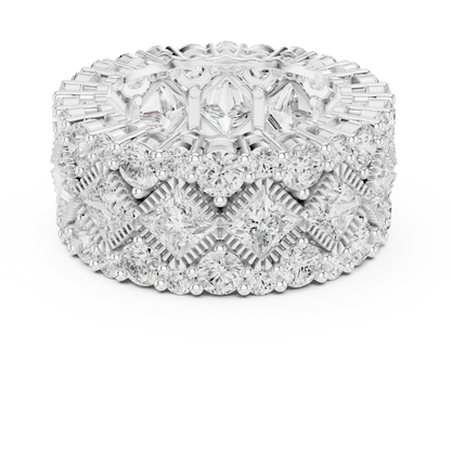 Round Lab Diamond Wide Band Statement Ring - View 9