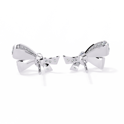 Exquisite Round Moissanite Radiant Ribbon Diamond Bow Stud with Sparkling Glamour Earring - View 9