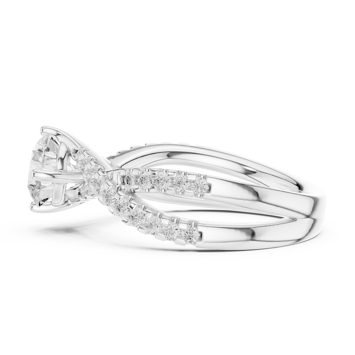round lab diamond split shank engagement ring - view 9