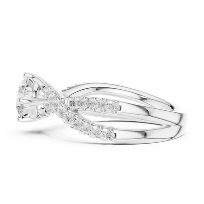 Round Lab Diamond Split Shank Engagement Ring - View 9