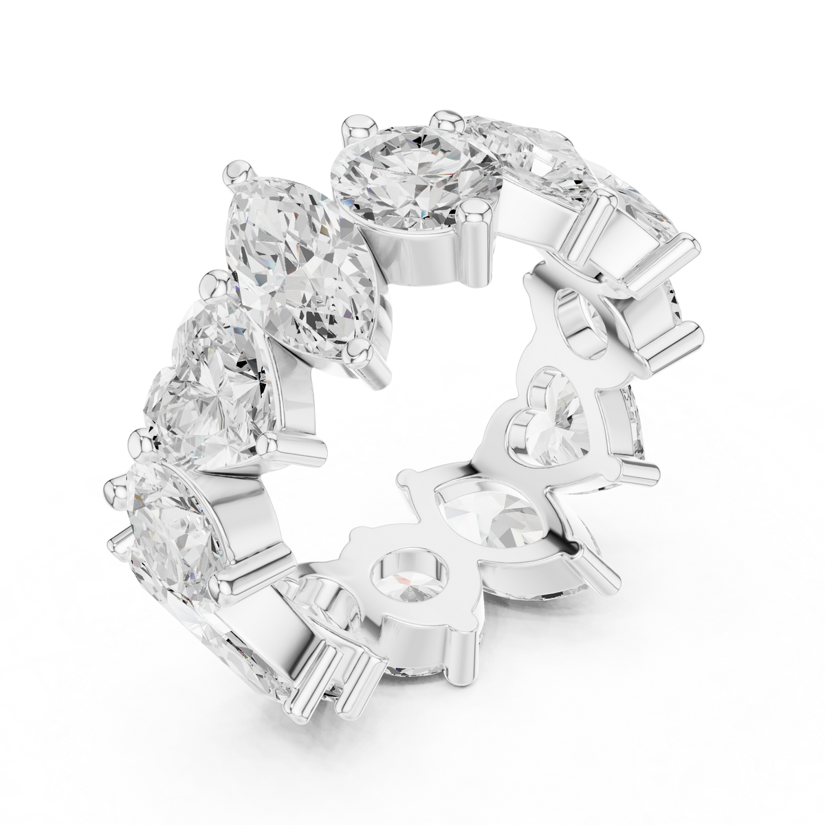 multi shape lab diamond pave setting wedding band - view 6