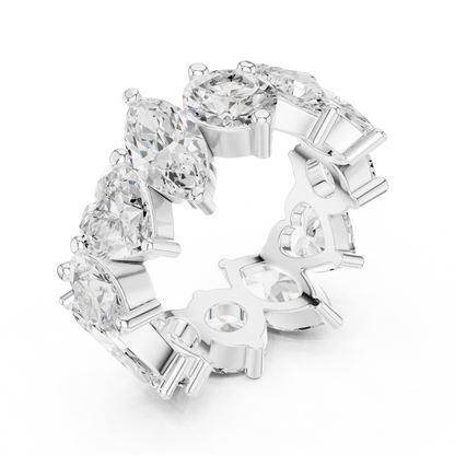 Multi Shape Lab Diamond Pave Setting Wedding Band - View 6