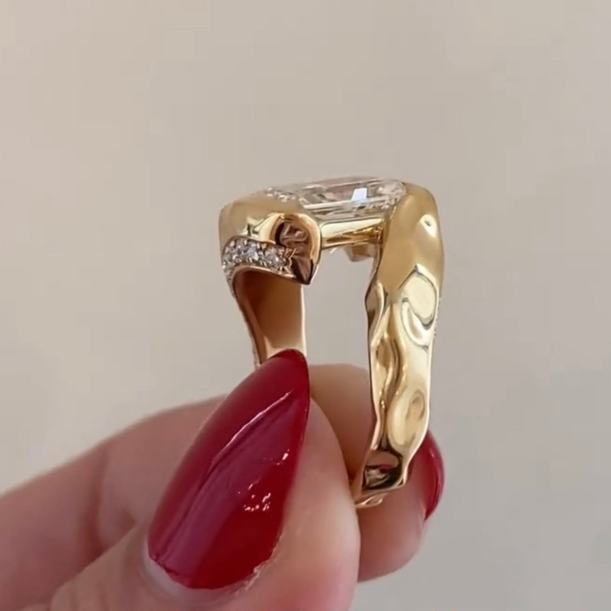 Radiant Cut Lab Diamond Wrap Solitaire Ring - View 4