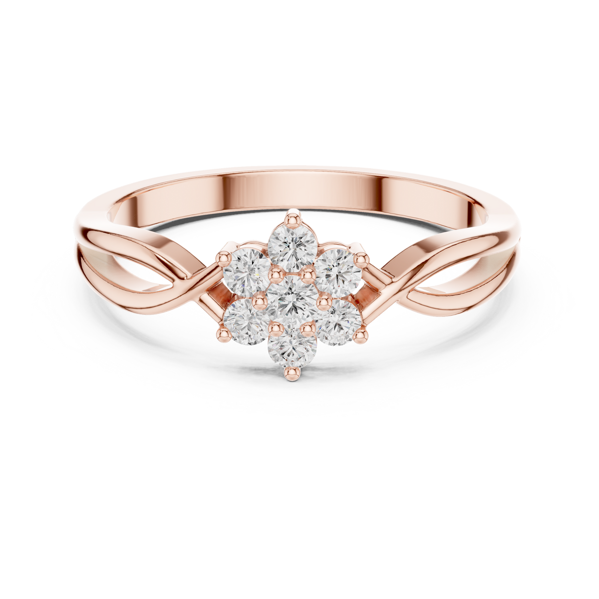 Infinity Flower Cluster Lab Diamond Engagement Ring - View 2
