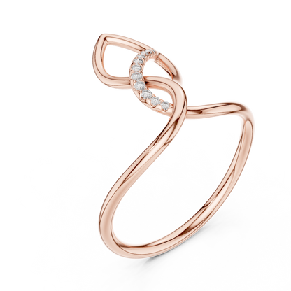 Unique Style Twisted Loop Round Lab Diamond Anniversary Ring - View 3