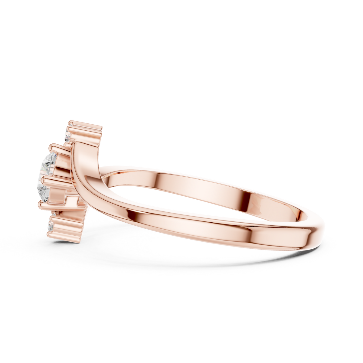 Round Contemporary Lab Diamond Bypass Ring - View 9