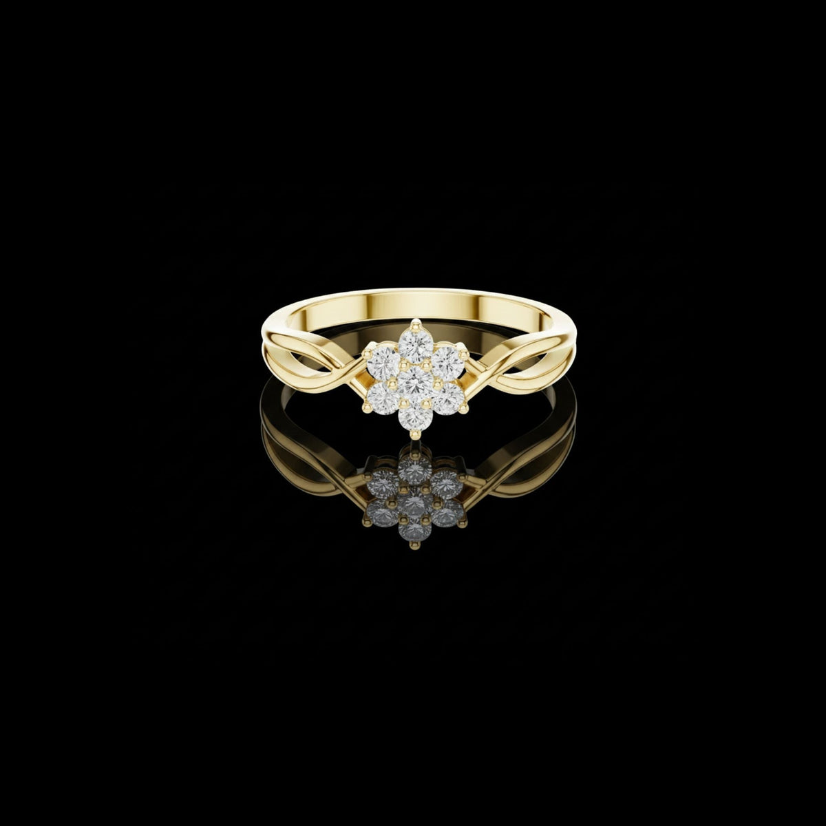 infinity flower cluster lab diamond engagement ring