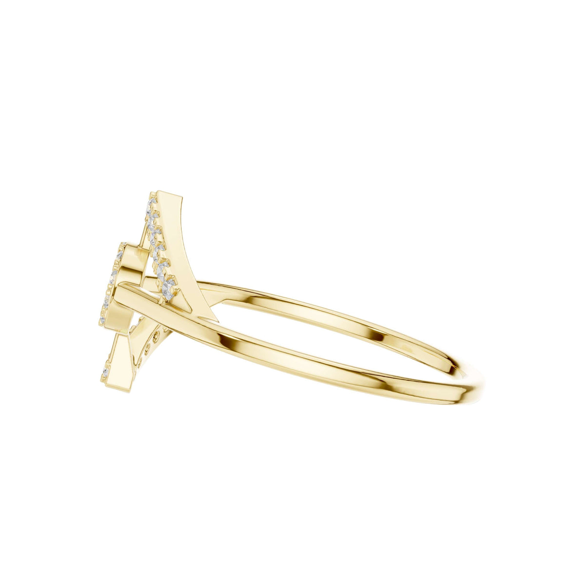 open circle pave moissanite diamond delicate ring - view 7