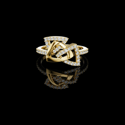 Interlocking Geometric Pave Round Lab Diamond Statement Engagement Ring