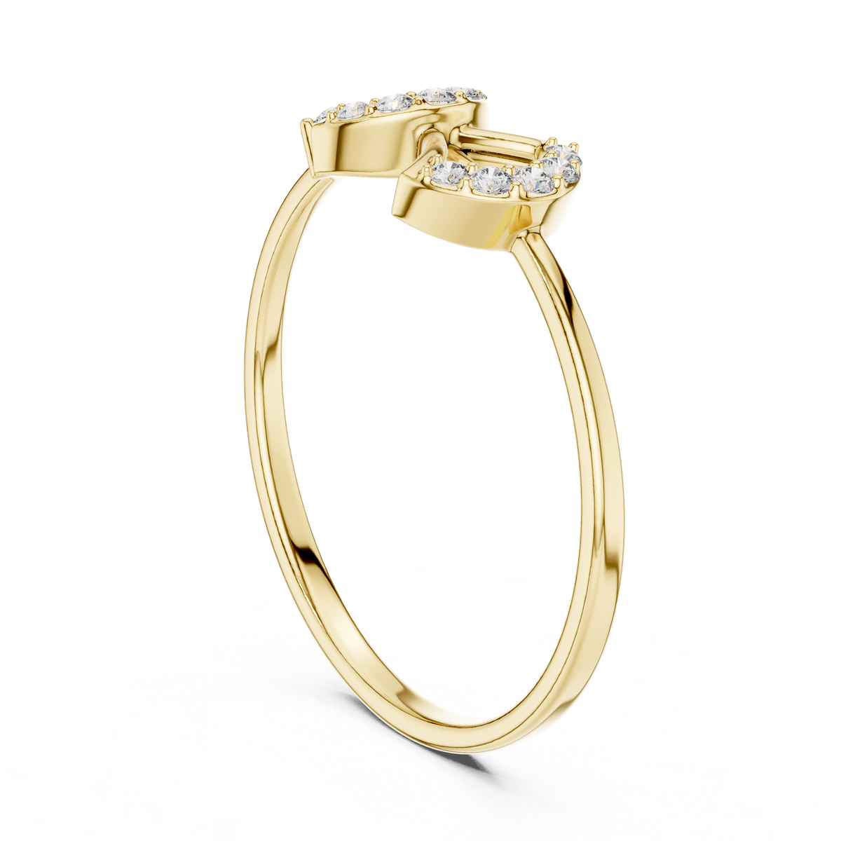 Geometric Open Double Chevron Lab Diamond Stackable Engagement Ring - View 5