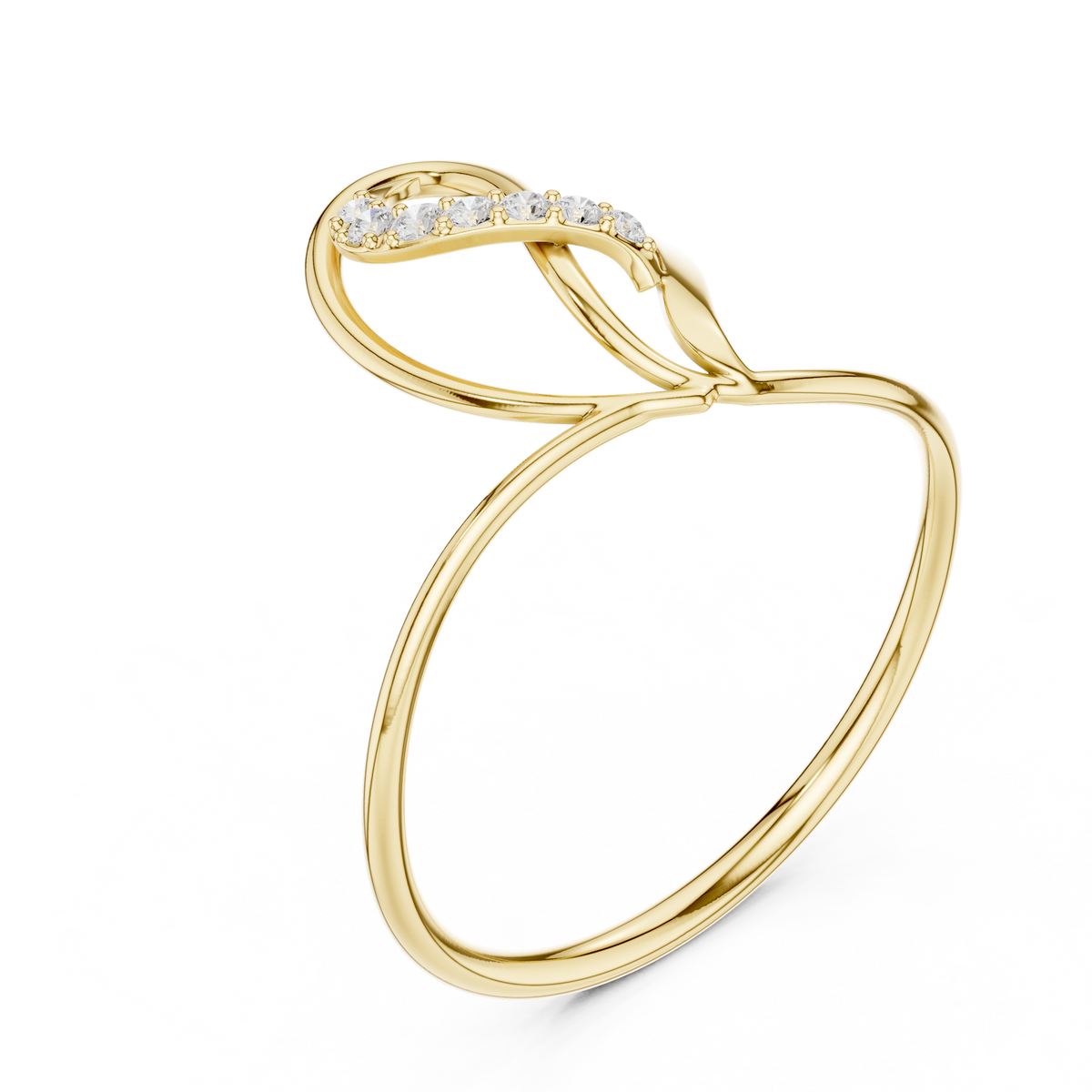 Interlocking Pave Round Lab Diamond Open Heart Shape Engagement Ring - View 2